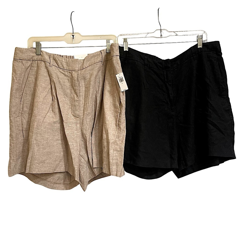 2 Pair Old Navy Linen Blend Shorts Black and Beige Size XL
